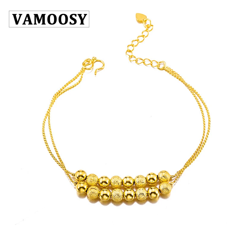 

2018 Fine Women's Gold Bracelet 24k Yellow Gold beads Pendant Design bride Bracelets for women Charm Jewelery wedding present