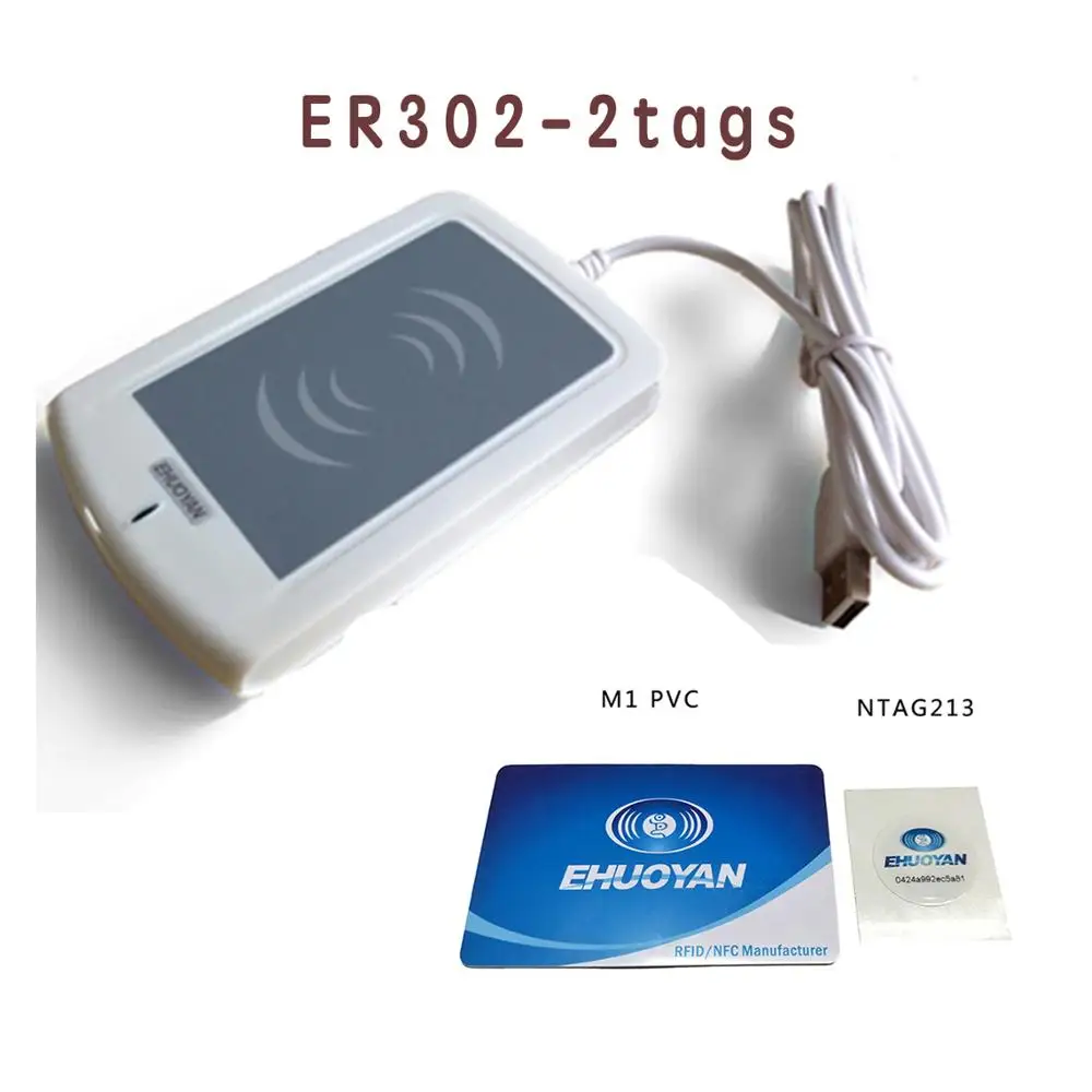 ER302--2Tag 13,56 МГц ISO 14443 A Rfid писатель USB ER301+ SDK+ Программное обеспечение читалка V10+ теги(обновление до ER302 - Цвет: ER302--2Tag