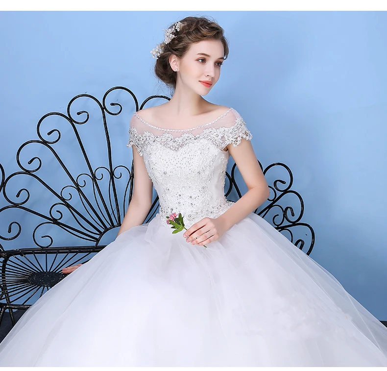 Белое Кружевное бальное платье JIERUIZE дешевые свадебные платья со шнуровкой сзади