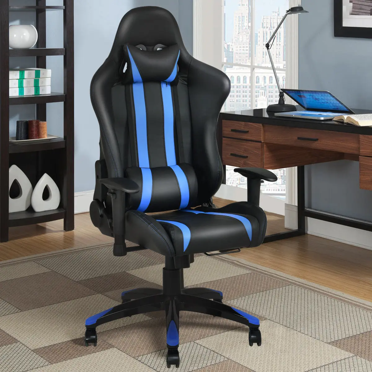 Современное офисное кресло Giantex игровой эргономичный стул с высокой спинкой и