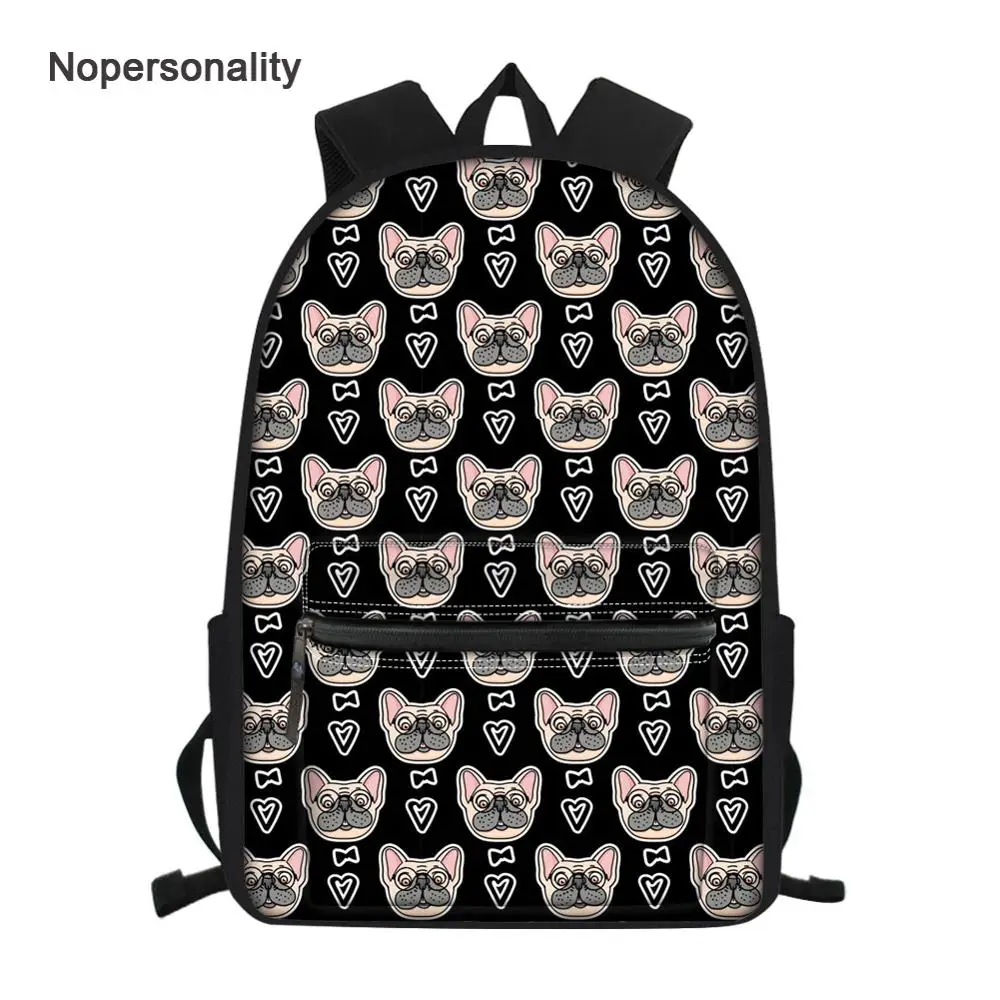 

Nopersonality Printing Bulldog School Book Bag Cute Teenager Boys Girls Shoulder Schoolbags Pretty Junior Primary Children Bags