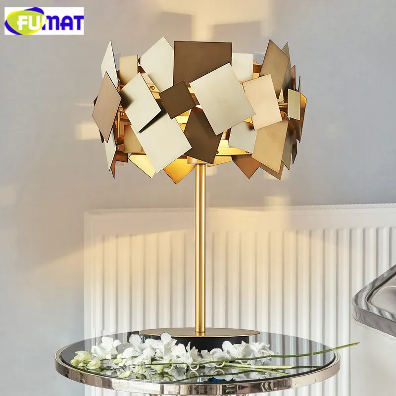 FUMAT Designer Gold Desk Lamp Modern Stainless Steel Table Living Room Bedroom Light Fashion Bedside | Лампы и освещение