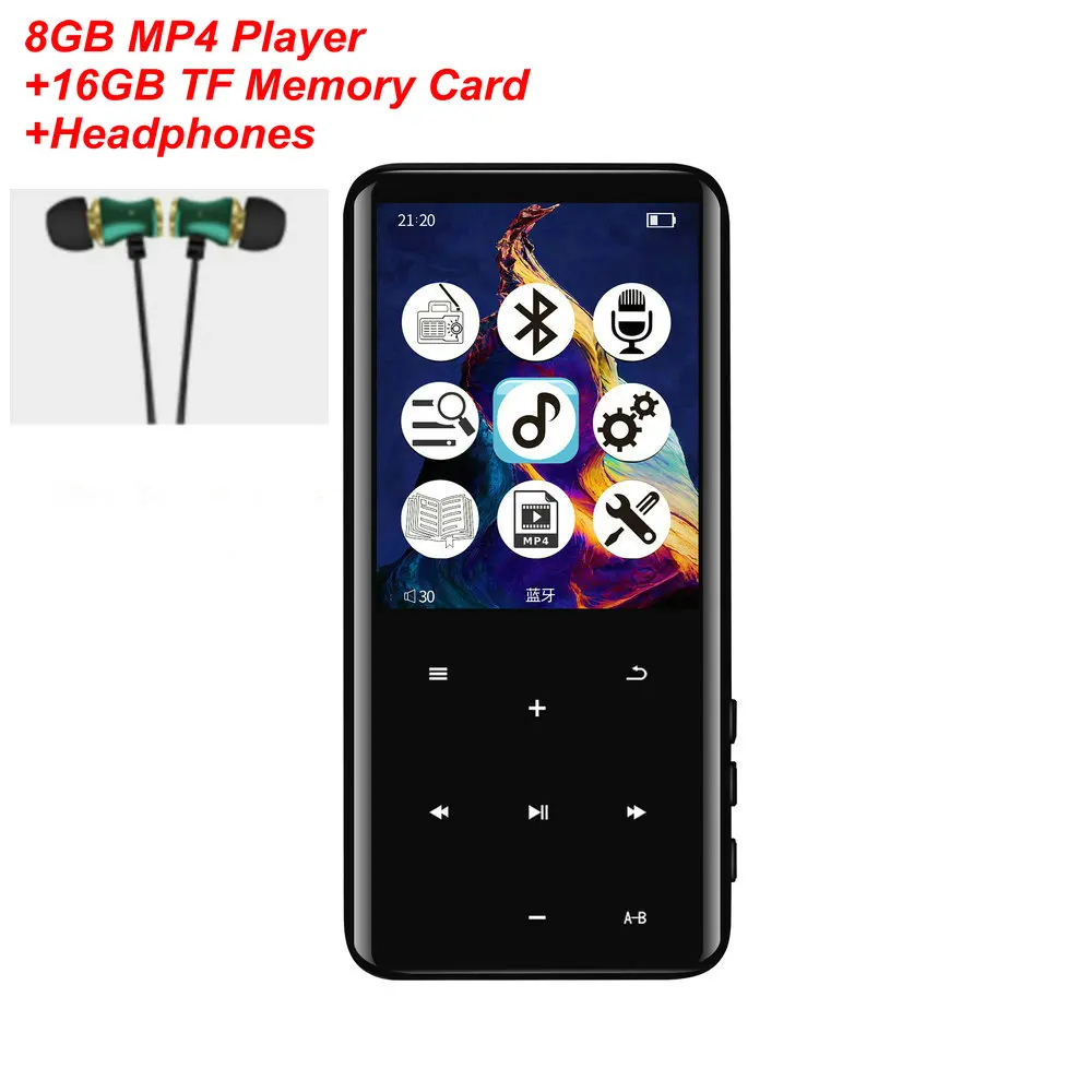 MP4 плеер портативный Bluetooth 4,0 MP3 мультимедийный MP 4 Тонкий 2,4 дюймов сенсорный экран fm-радио видео HiFi плеер SD карта до 32 Гб - Цвет: New Package 16G Card
