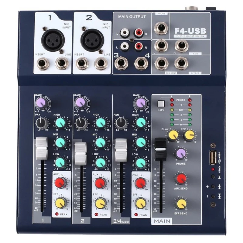 4-канальный Профессиональный живой микшерный студийный Аудио Звуковая консоль