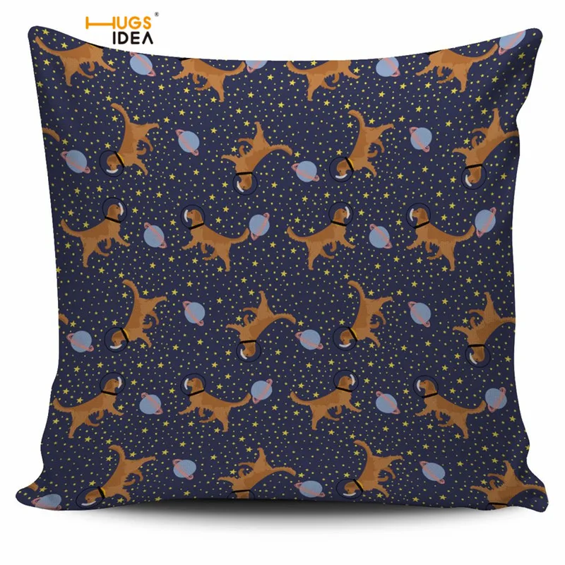 Чехол для подушки HUGSIDEA Space Westie/Beagle/Dachshund/Golden Подушка с ретривером квадратная