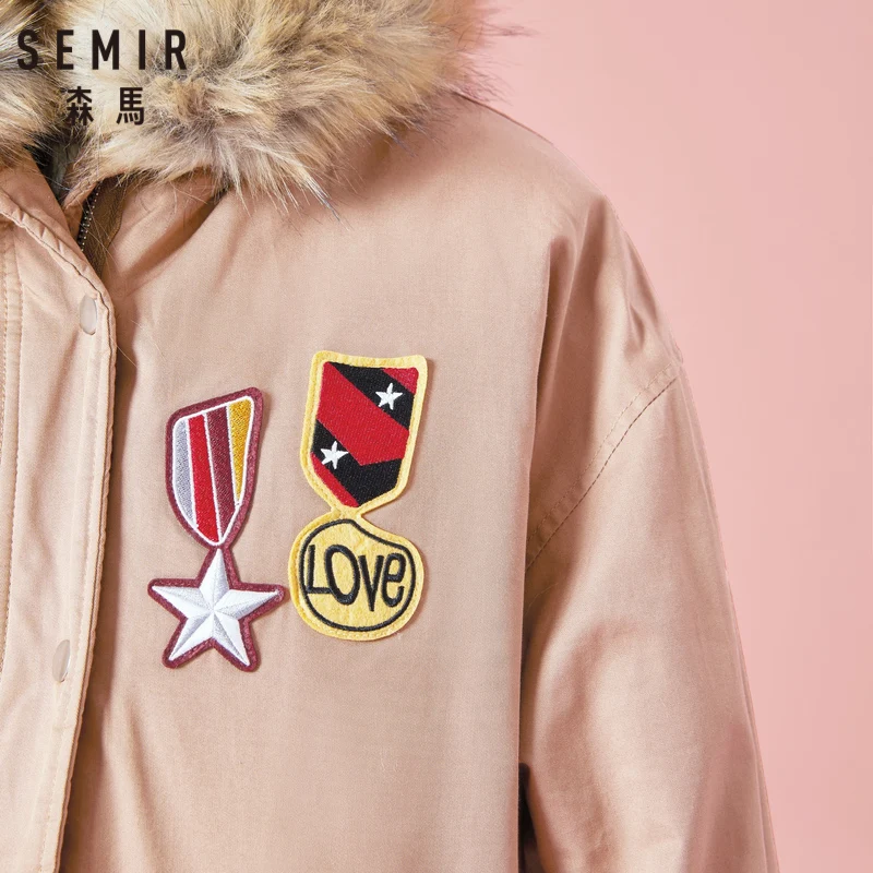 SEMIR Женская 100% хлопчатобумажная с мягкой набивкой парка капюшоном со съемной