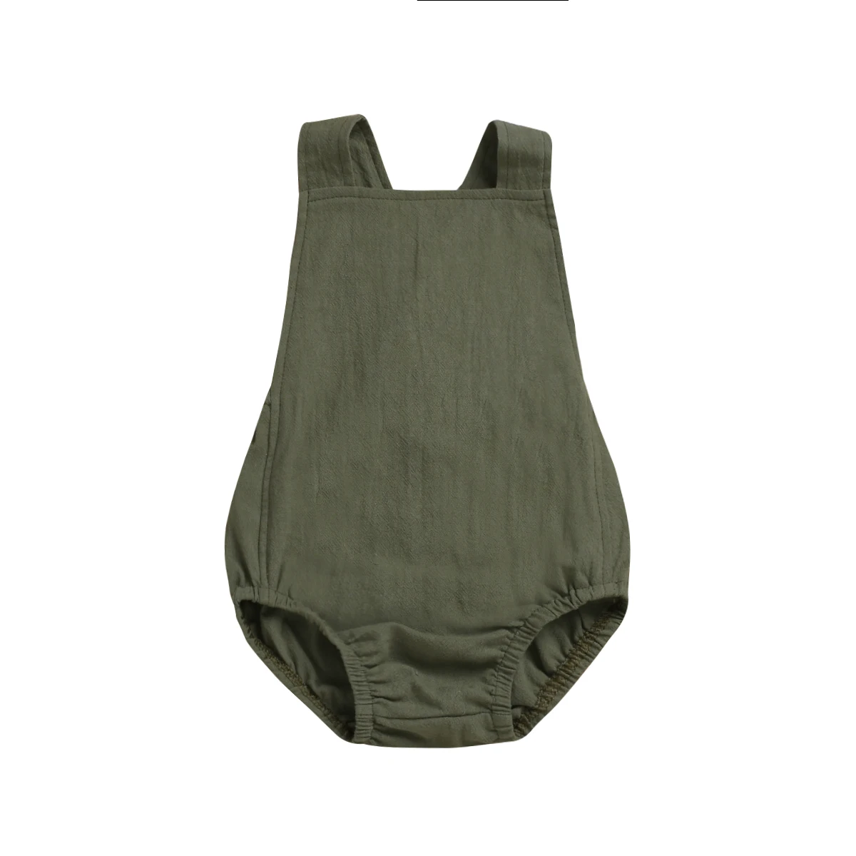 Хлопковый Повседневный однотонный комбинезон без рукавов для новорожденных