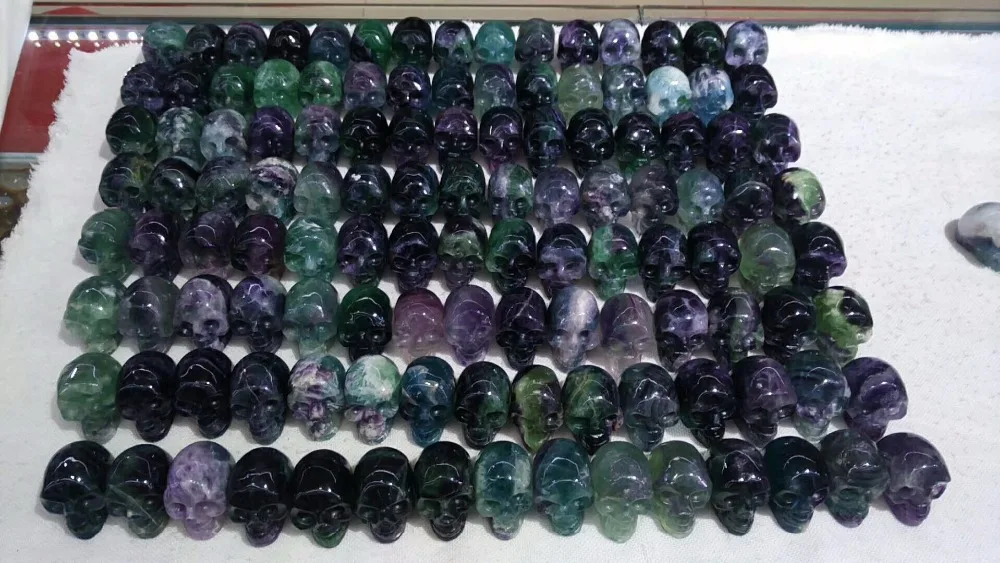 2 дюйма натуральный цветной флюорит ручной работы череп нефрит Резьба