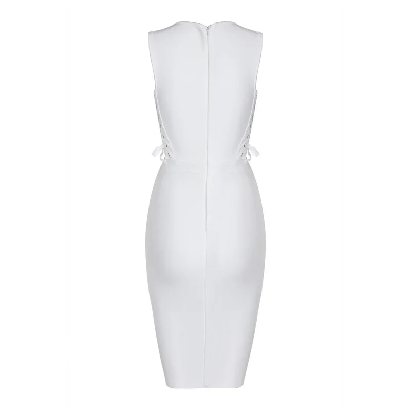 Spring Dress 2017 Woman Bandage Rayon Sexy Lace Up White Bodycon HL Wholesale | Женская одежда
