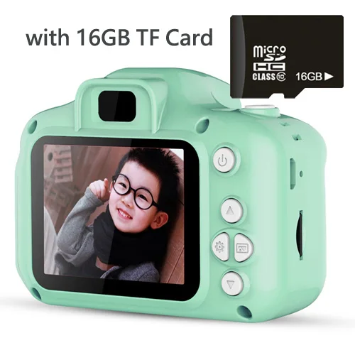 Green 16GB Card 1080 P Детская Цифровая камера высокой четкости Смарт съемки видео Запись функция камера игрушки для детей подарок на день рождения - Цвет: Green 16GB Card