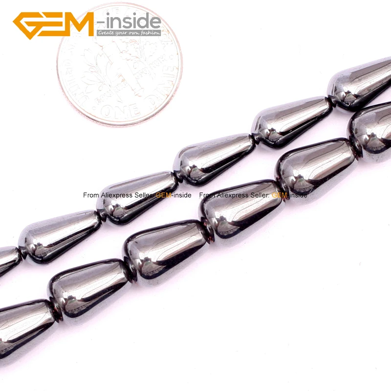 

Gem-inside Natural Drop Teardrop Black Hematite Beads For Jewelry Making 6x12mm 15inches DIY Jewellery