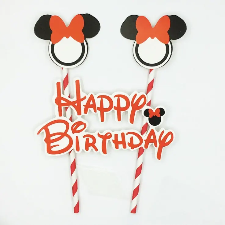 1 комплект Микки и Минни Маус Мышь Миньоны Кот свинья флажки для торта пирожное для дня рождения декоративные вывески для маленьких детей на день рождения праздничный торт - Цвет: 5