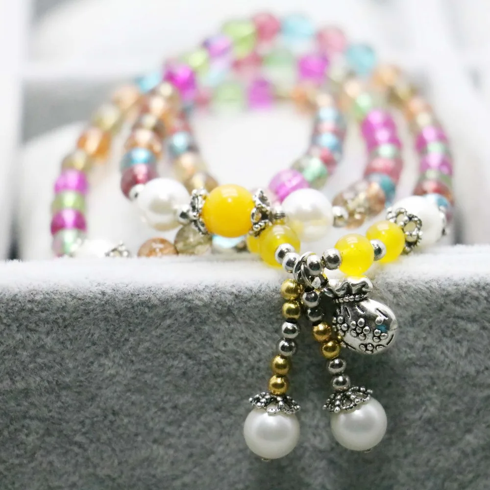 6 мм этнический стиль красочные турмалиновый халцедон хрустальные бусы браслет