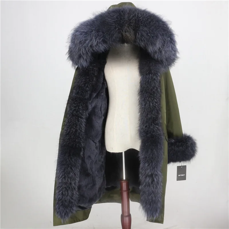 OFTBUY Водонепроницаемый куртка-парка зимняя куртка Для женщин из натурального меха, пальто из натурального меха енота меховой воротник с капюшоном подкладка из натурального кроличьего меха с отсоединяемым