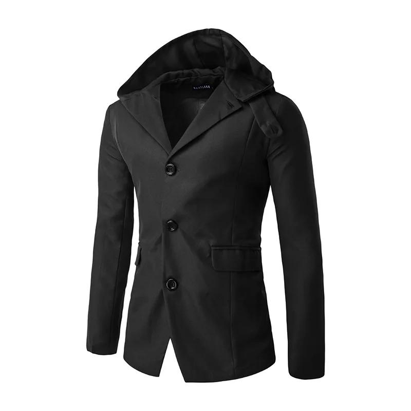 New Blazers And Jackets Mens Slim Fit Suit Jacket Hooded Men Casual Business Outerwear Hood Blazer Classic Suits | Мужская одежда