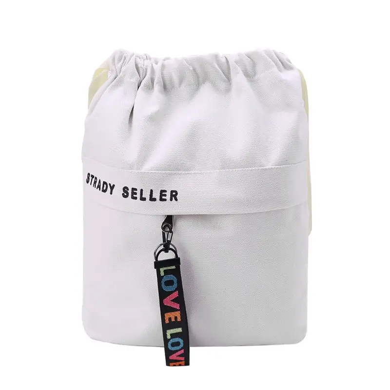 Белый Портативный Модный холщовый рюкзак на шнурке, сумка, Cinch Sack casual String Sackpack, рюкзаки - Цвет: Белый