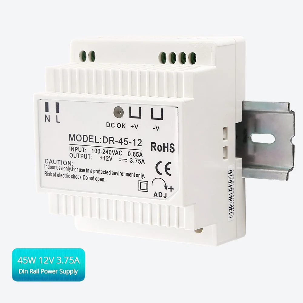 

HOMSECUR DR-15-12 / DR-45-12 / DR-60-12 Din Rail Single Output Switching Power Supply For Video Door Intercom System