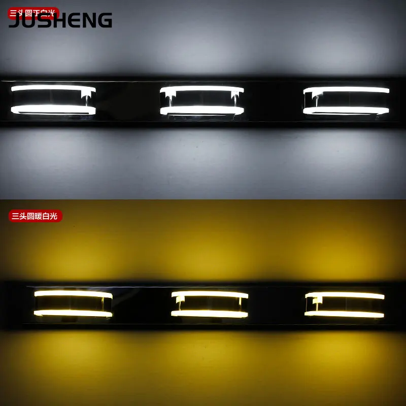JUSHENG New Modern 2-lights LED Mirror Lamp 8W Bathroom Wall Lighting Fixture Stainless Steel Base Acrylic Lights 32cm | Лампы и