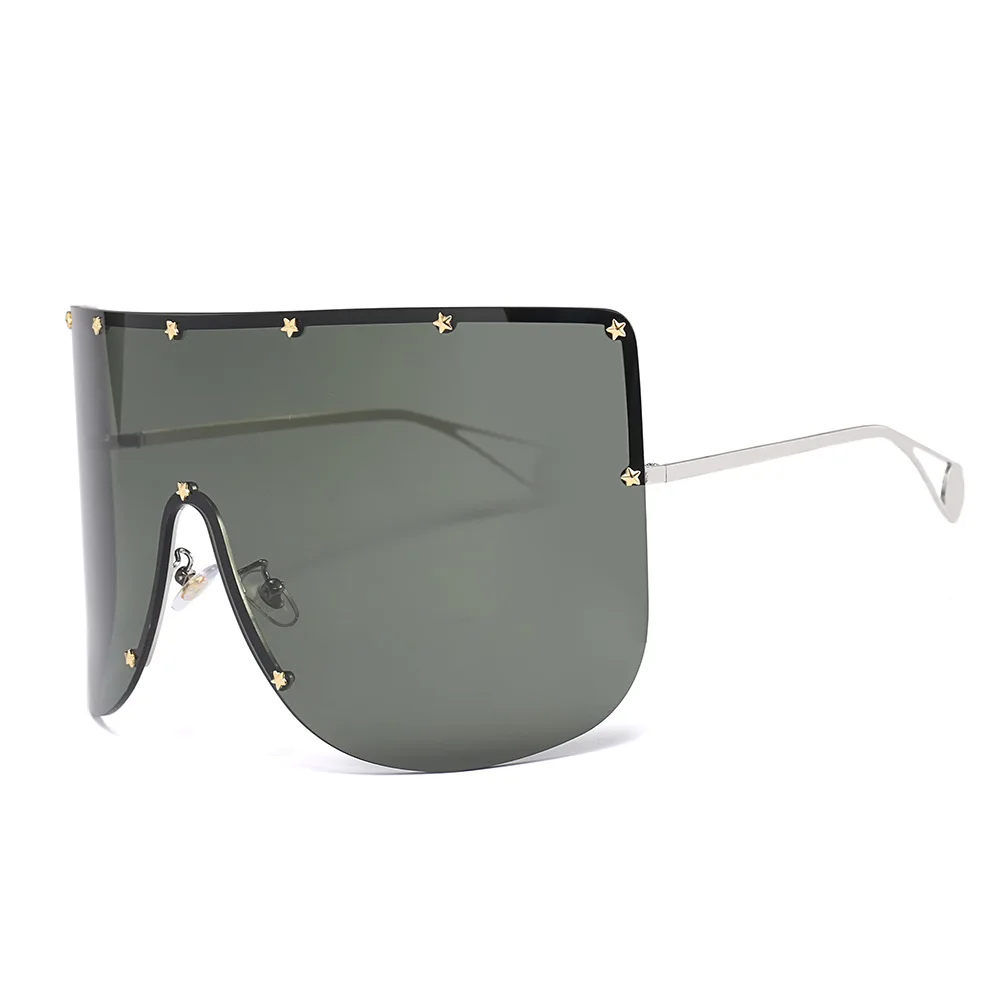 Women Oversized Sunglasses Men Goggle Fashion Shades UV400 Vintage Glasses 46464 - Цвет линз: C4 green