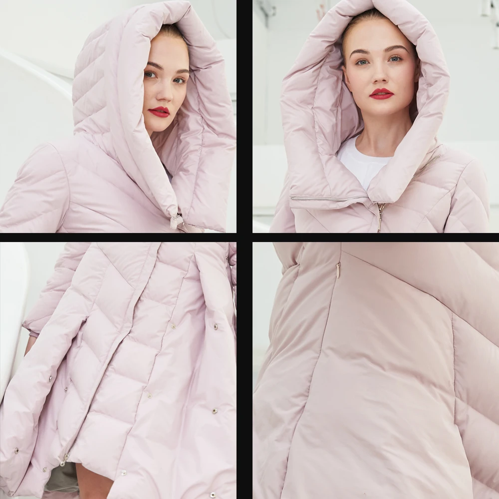 

Eva freedom down coat winter women down jacket hooded slim big skirt pendulum hooded women's fashion down jacket EF18006