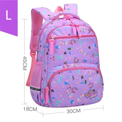L purple Ортопедический Детский рюкзак для детей, школьный рюкзак для девочек-подростков, подходящий для детей 1-6 лет, рюкзак с цветочным принтом, школьный рюкзак - Цвет: L purple