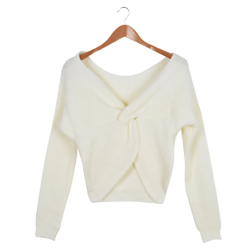 Для женщин Свитеры для V Средства ухода за кожей Шеи витой назад свитер Пуловеры с