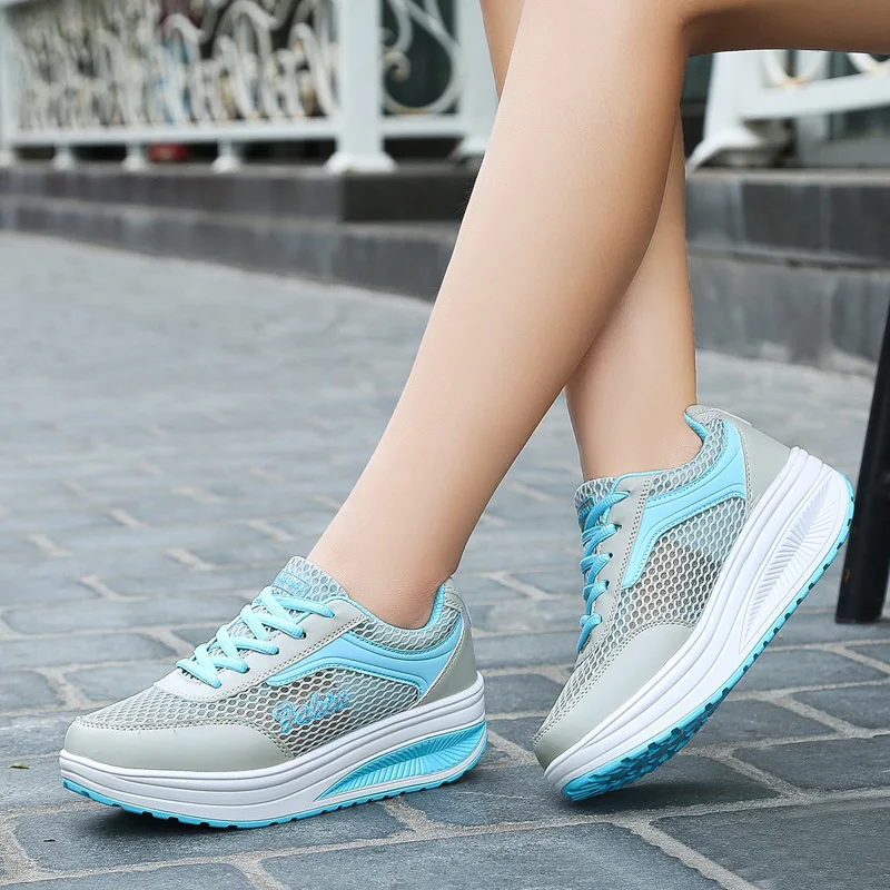 Весна Лето Воздуха Mesh Обувь Женская Дышащие Отдыха Спортивная Клин Тенис Feminino