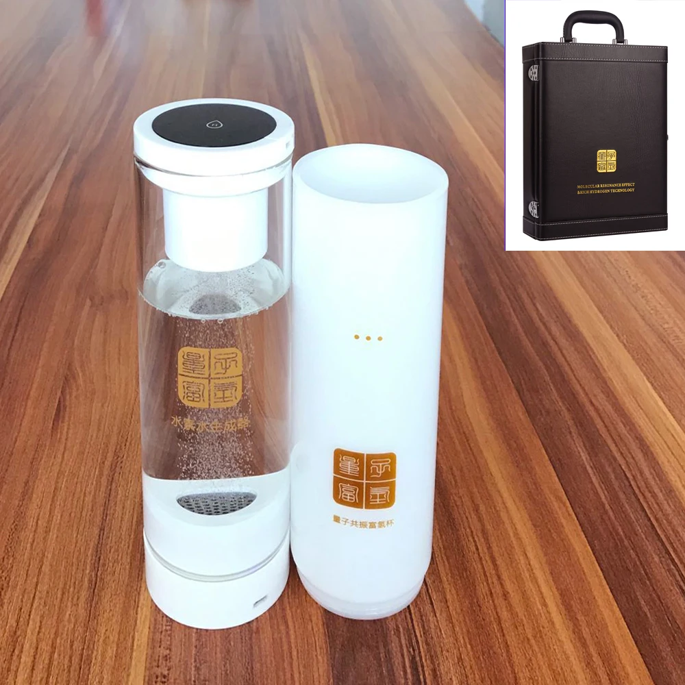 

MRETOH7.8HZ/Hertz + Rechargeable Electrolysis Hydrogen Rich Generator Water Bottle Improve Sleep Pure H2 Ionizer 500ML Glass Cup