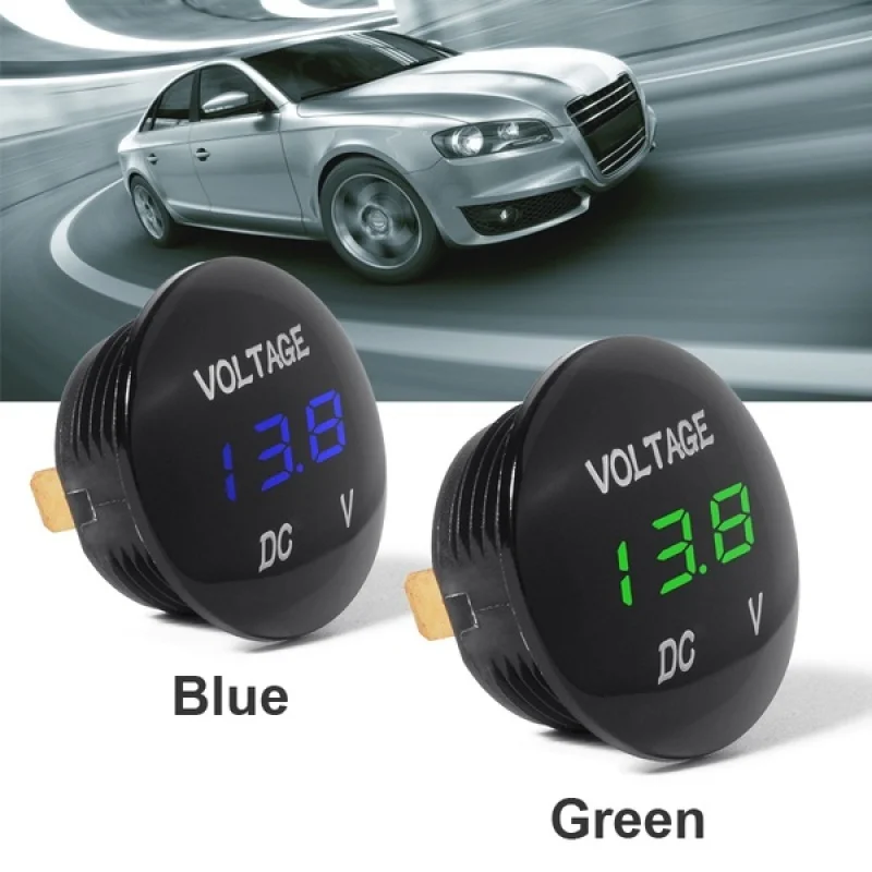 DC12V 24V автомобильный мотоцикл светодиодный цифровой дисплей Вольтметр синий