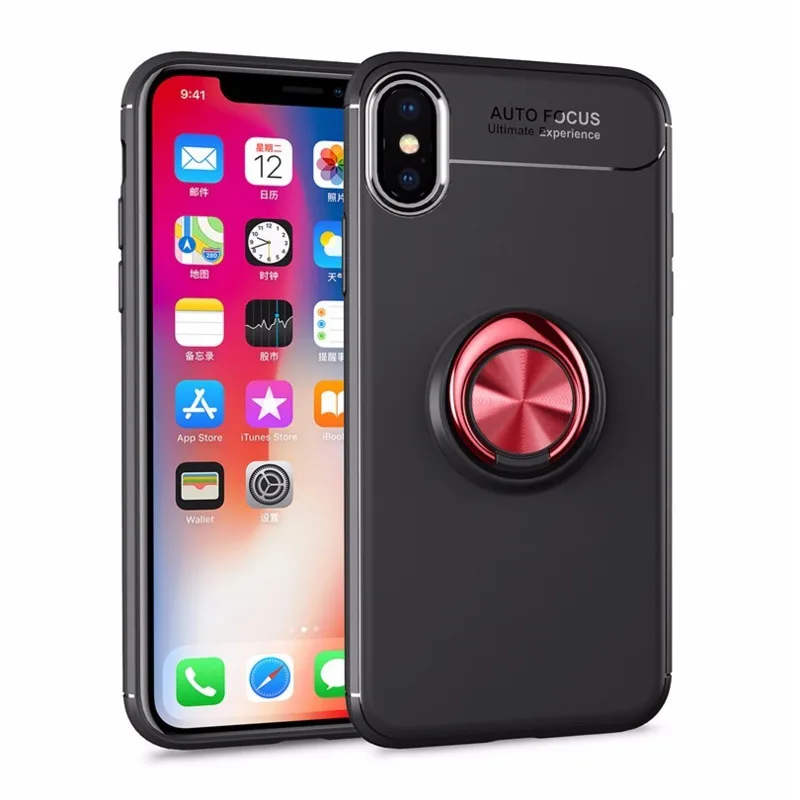 Coque для iphone X чехол кольцо случаях держатель Мягкие TPU Магнитная кузова задняя