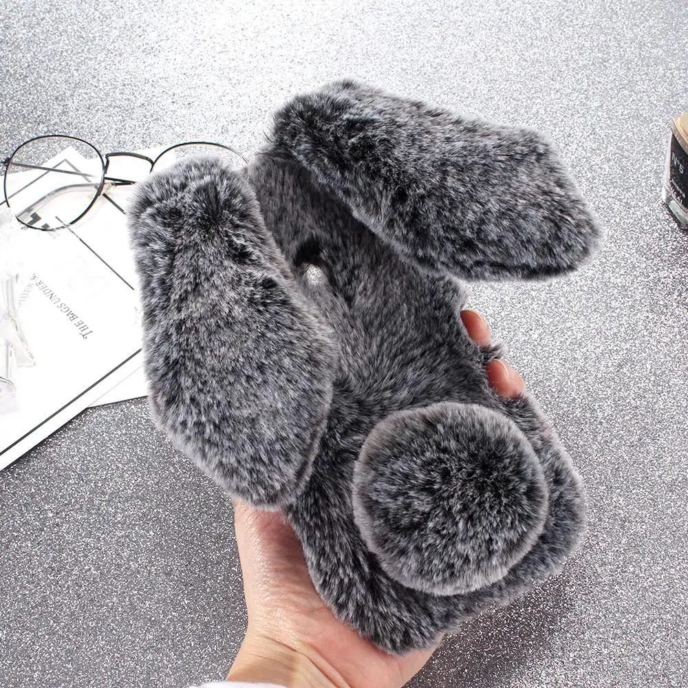 Huawei P20 Pro Case For Rabbit Ear Hair Fur Cute Coque Warm Plush Fluffy Back Cover Soft Lite |