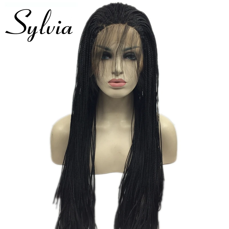Парик из синтетического кружева спереди 1B черный для женщин|braid wig|braided braidbraiding hair |