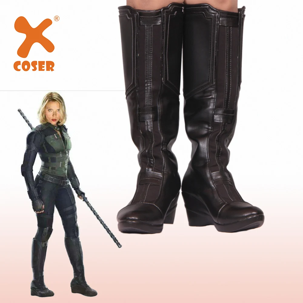 XCOSER Natasha Infinity War/черные ботинки вдова популярная обувь для костюмированной