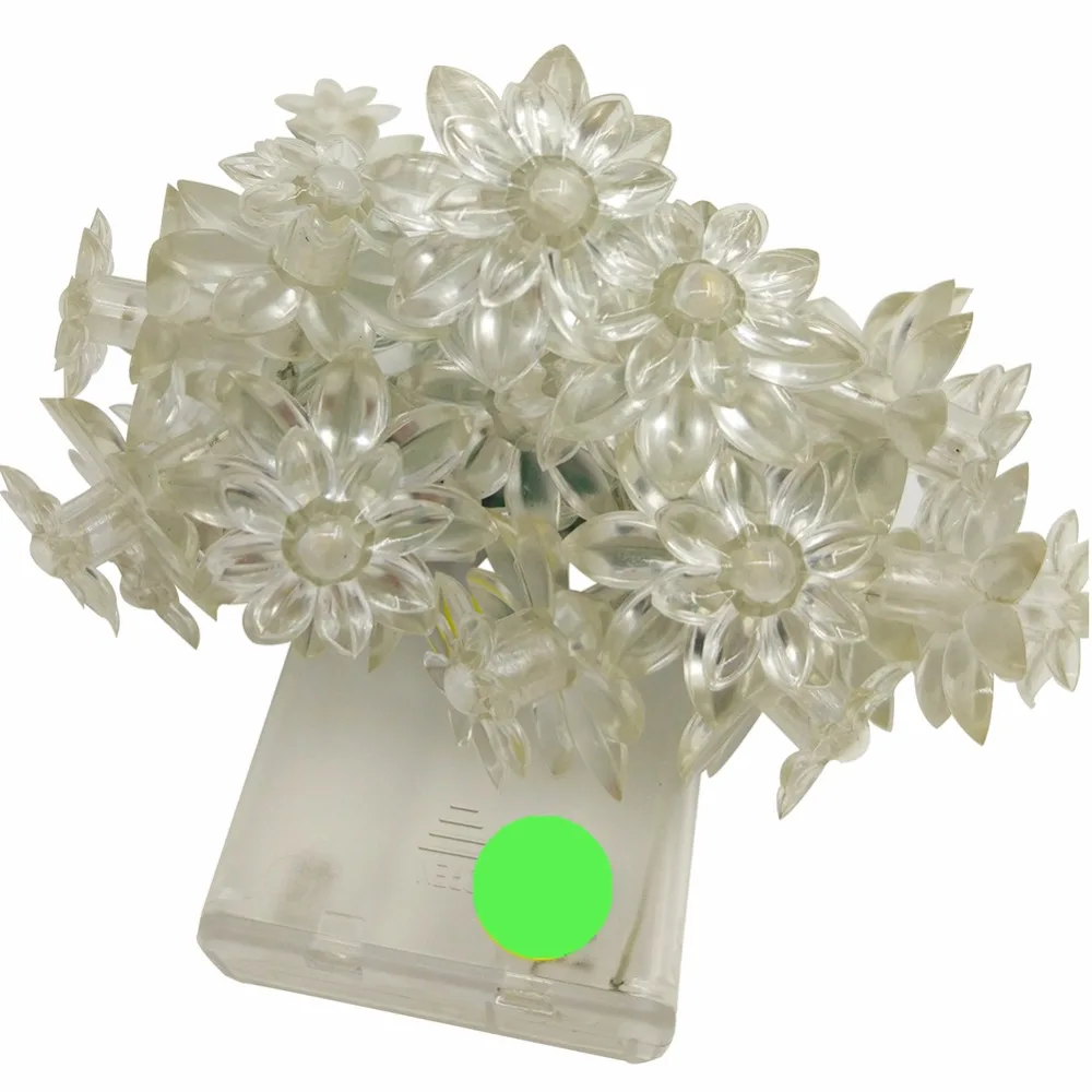 2 м 20 светодиодов Батареи Цветы Лотоса LED Свет Шнура для Украшения Дома и Сада