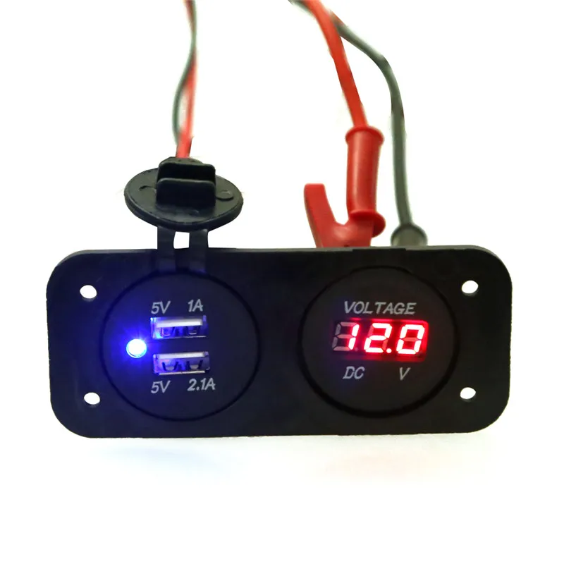 DC 12 V 24 светодиодный цифровой вольтметр двойной USB розетка панель 3.1A