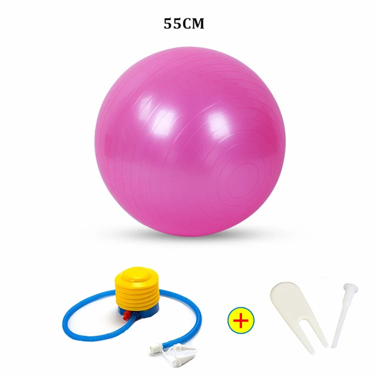 55CM Pink Спортивные мячи для йоги, бола, Пилатес, фитнес-мяч, упражнения, тренажерный зал, фитбол для баланса, упражнения, Пилатес, тренировки, массажный мяч с насосом 45-85 см - Цвет: 55CM Pink