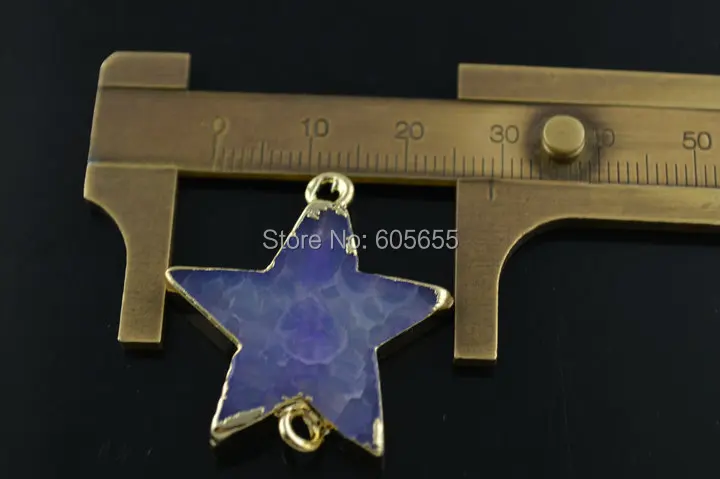 Уникальный две Звезды Форма Агат Камень Подвески Золото обшивки Ювелирные