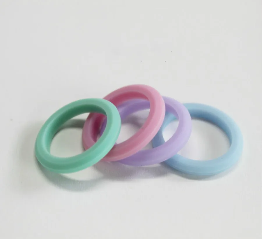 Однотонные силиконовые кольца 3 мм белые розовые фиолетовые синие женская