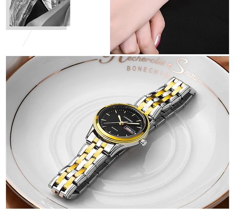 Часы Longbo мужские Relogio Masculino Модные мужские Роскошные Кварцевые наручные часы из нержавеющей стали с кристаллами бизнес часы