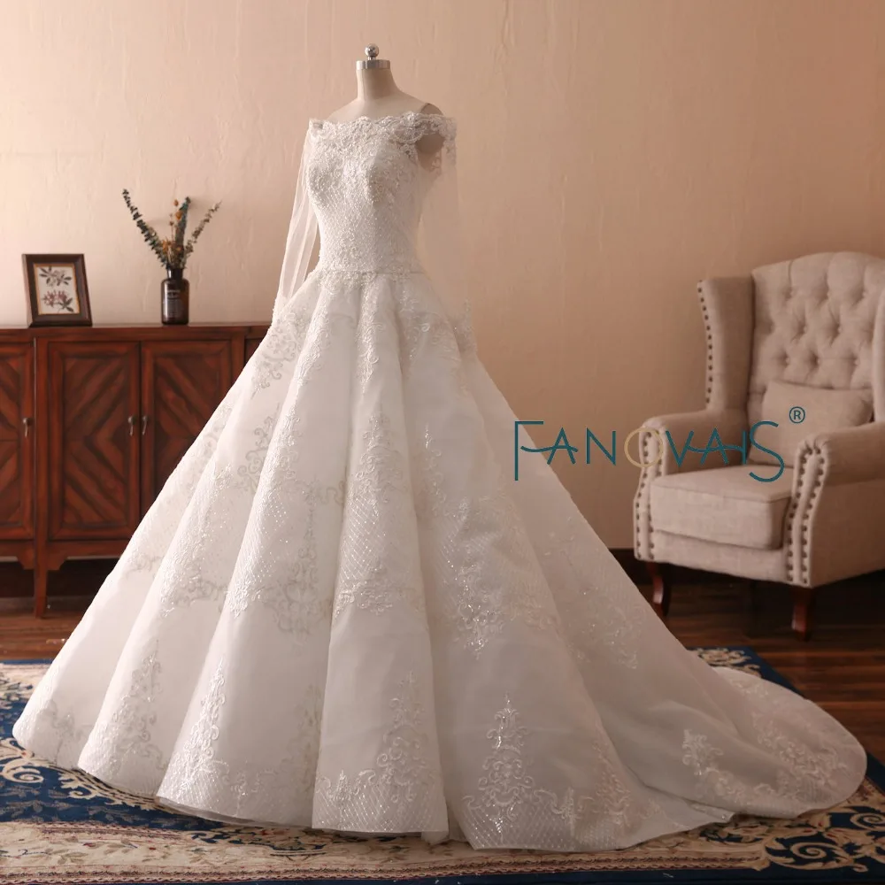 Luxury Wedding Dresses Long Sleeves 2019 Wedding Dress Beads Ball Gown for Wedding Vestido de Novia robe de mariee bridal gowns