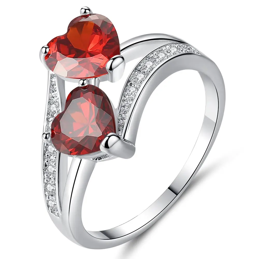 

Romantic Double Heart AAA Zircon Rings For Women Wedding Engagement Promise Jewelry