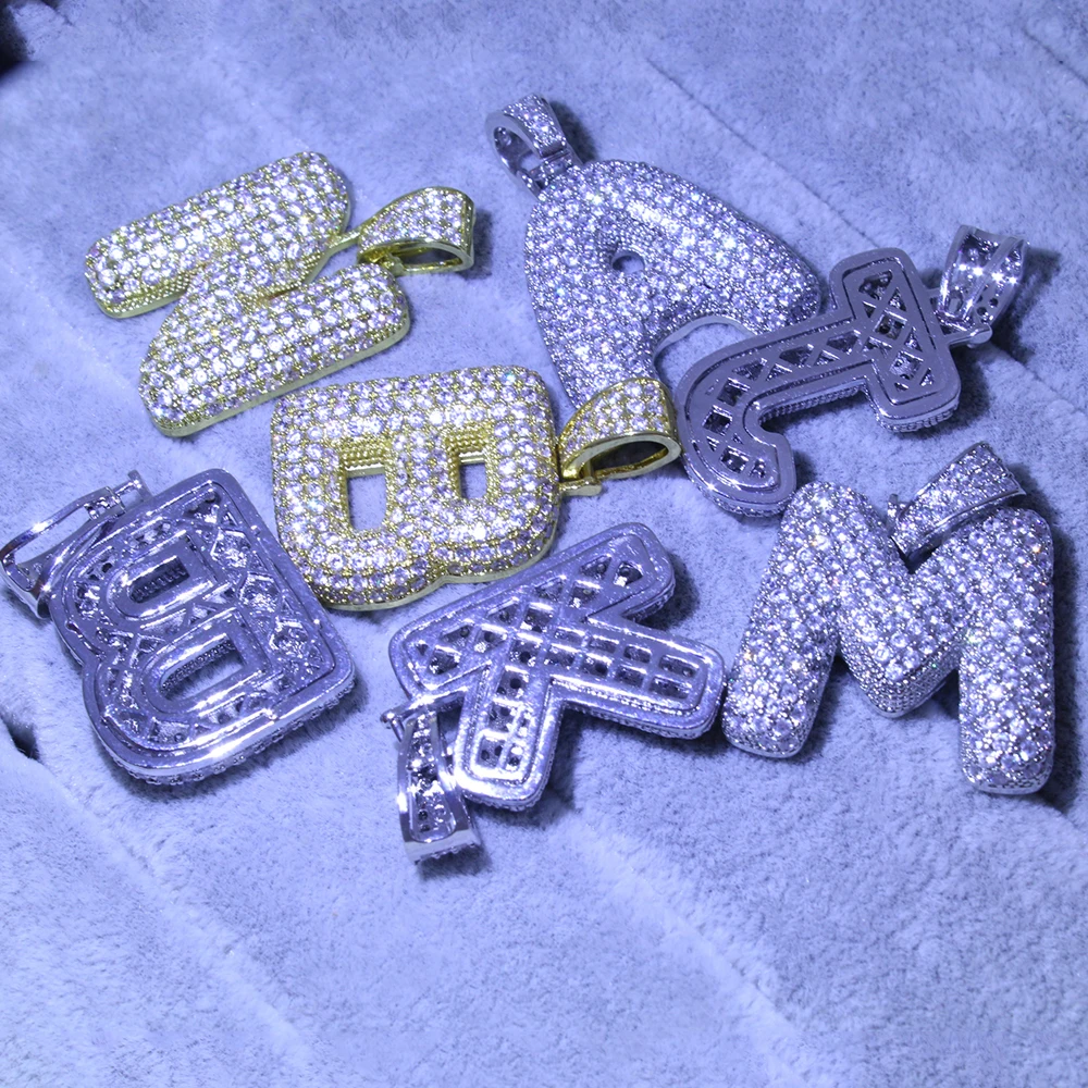 A-Z на заказ имя сращивания Пузырьковые буквы золотого серебряного цвета ожерелья