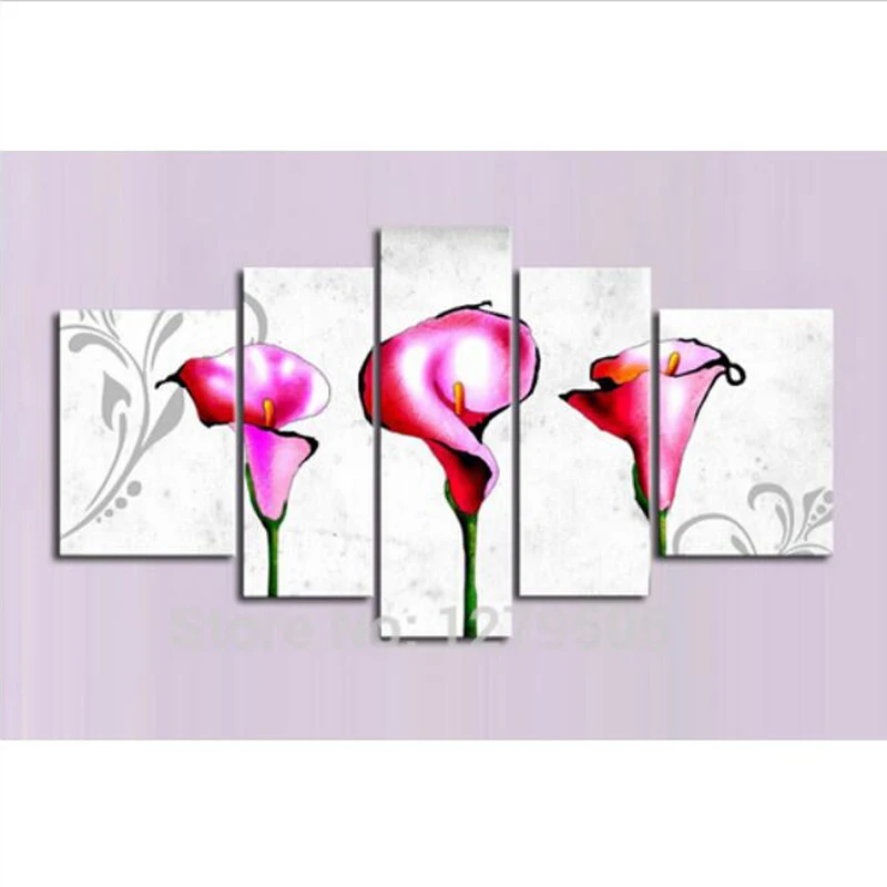 

100% Hand Painted Modern Abstract Oil Paintings On Canvas Wall Art Decoration Pink Fresh Flowers Living Room Stretched On Wooden