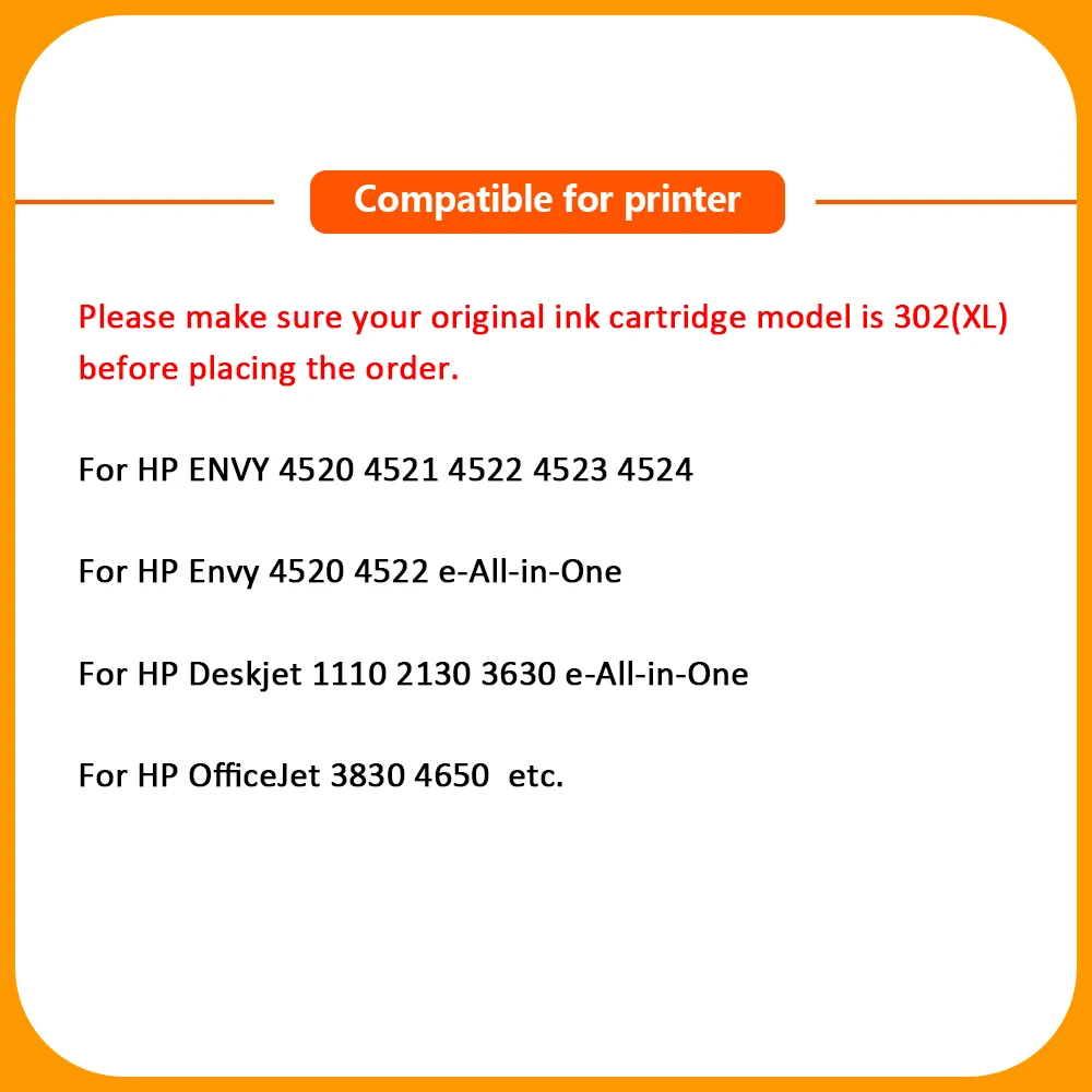 Xiangyu 302XL заправленный картридж Замена для HP 302 XL Deskjet 2130 2135 1110 3630 3632 Officejet 3830 3834 4650 |