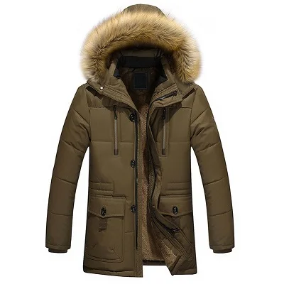 ArmyGreen UNIVOS KUNI зимняя мужская хлопковая куртка повседневная куртка с длинным рукавом приталенная мужская куртка с капюшоном для отдыха большой размер Q5130 - Цвет: ArmyGreen