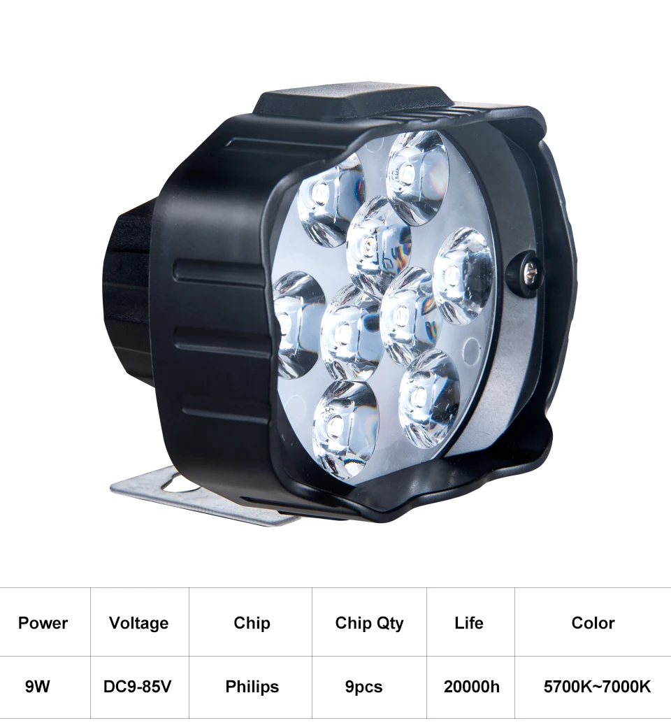 Foxcncar светодиодный мото rcycle фары 9 чип 1000LM DC 12 В 24 В Canbus faros светодиодный мото электрическая Автомобильная Поворотная фара Hi Lo луч Энергосбережение