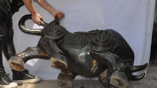 shitou 002782 42&quotchinese bronze money coin fish Wall Street Bullfighting Ox bull Cattle statue |