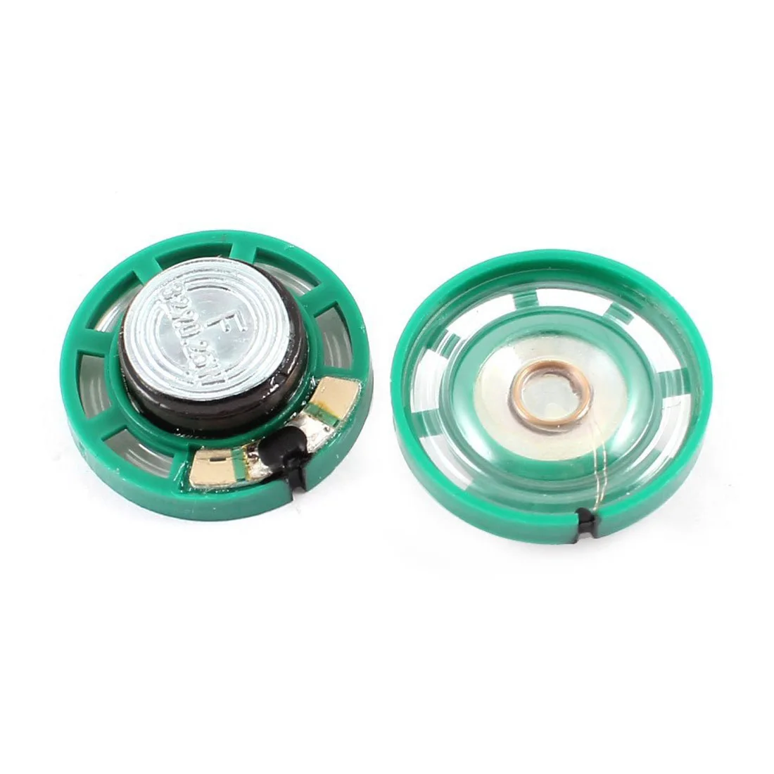 Portable 0.25 W 32 Ohm Plastic 4 Magnetic Speaker with 27 mm Diameter Green + Silver