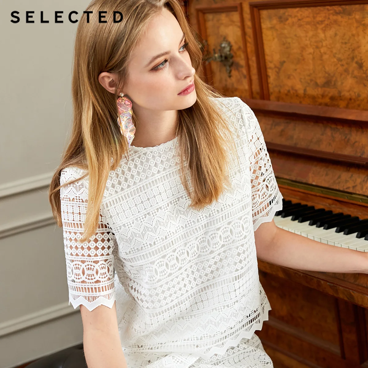 Отборные летние женские кружевные топы с короткими рукавами S | 419241506|Футболки|