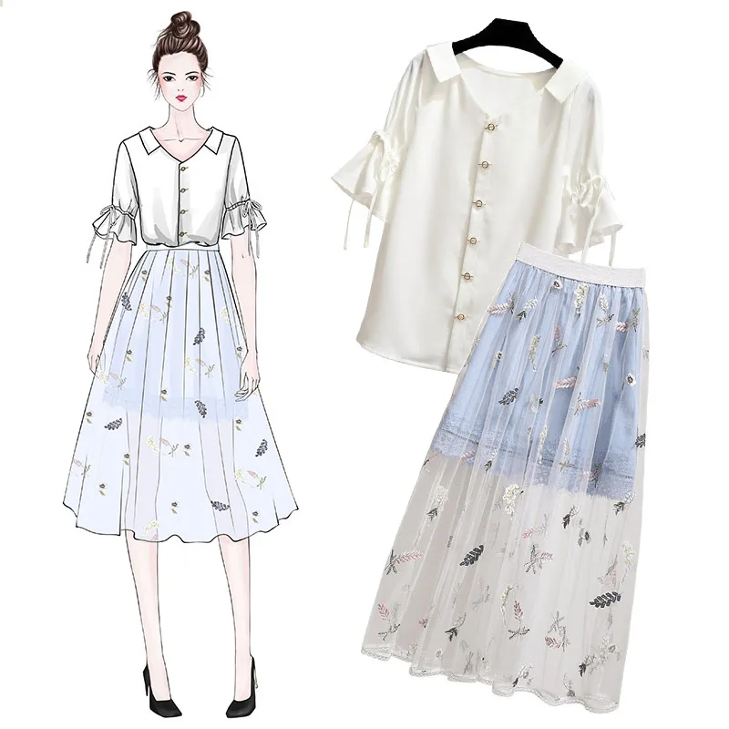 

2019 women 2 piece set white tops and skirt set mesh party night 2 piece skirt set 2pcs summer outfits festival femme clothes